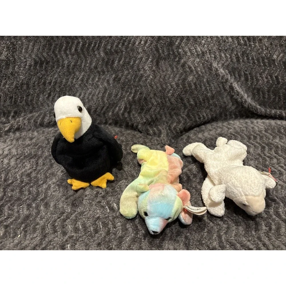 Lot of 3 TY Beenie Babies Fleece, Sammy, Baldy